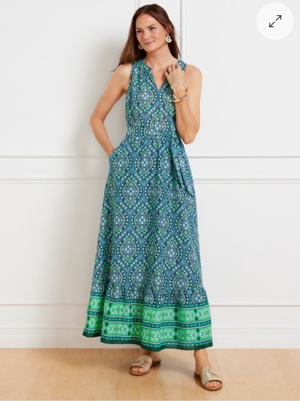 Talbots tiered maxi dress damask Style # P242036324 size 14